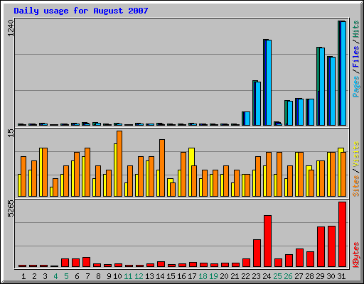 Daily usage for August 2007