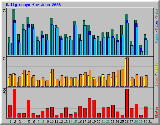 Daily usage for June 2008