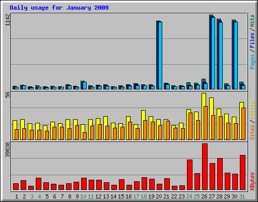 Daily usage for January 2009