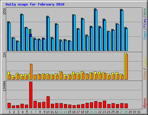 Daily usage for February 2010