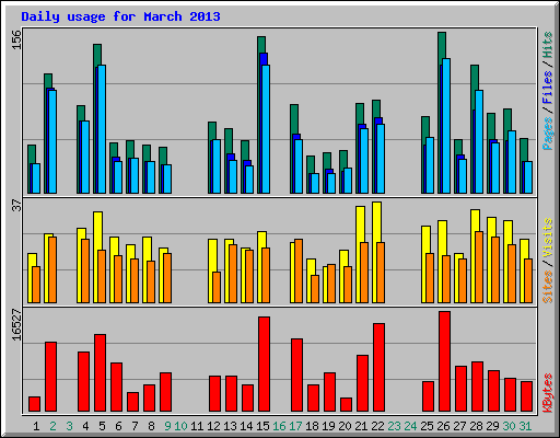 Daily usage for March 2013