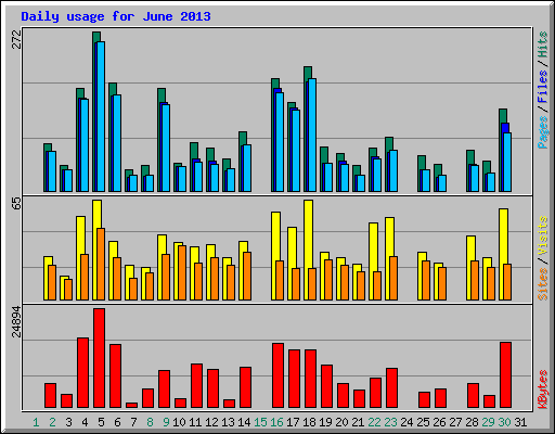 Daily usage for June 2013
