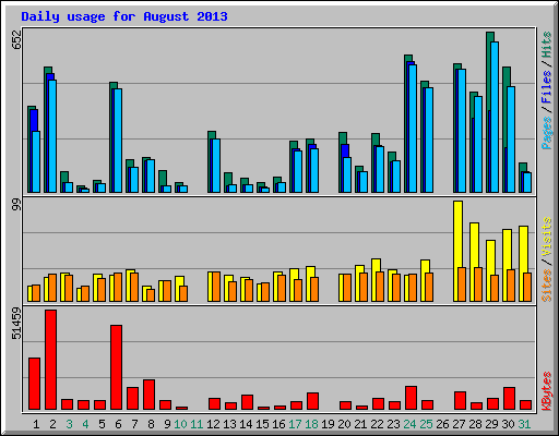 Daily usage for August 2013
