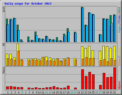 Daily usage for October 2013