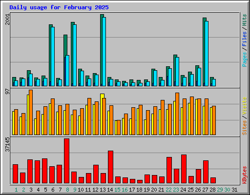 Daily usage for February 2025