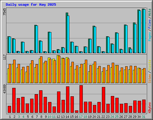 Daily usage for May 2025