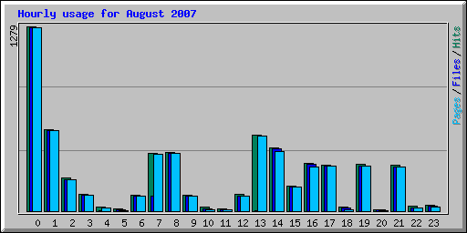 Hourly usage for August 2007