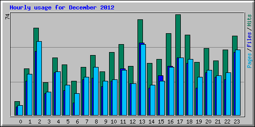 Hourly usage for December 2012