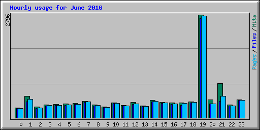 Hourly usage for June 2016